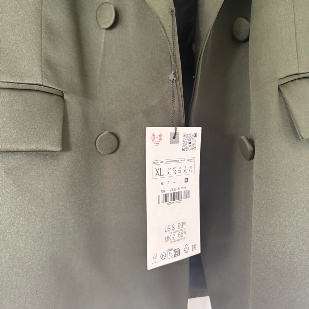 Zara Green satin effect Blazer - Picture 4 of 5